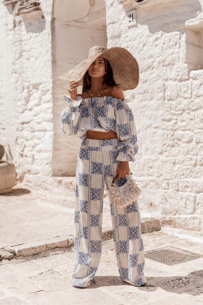 Дамски ленен комплект - Ricamo, Спално бельо, Син (Ricamo blue) LaBalancia Roberto Fashion Store Set 5907378522149 XS/S