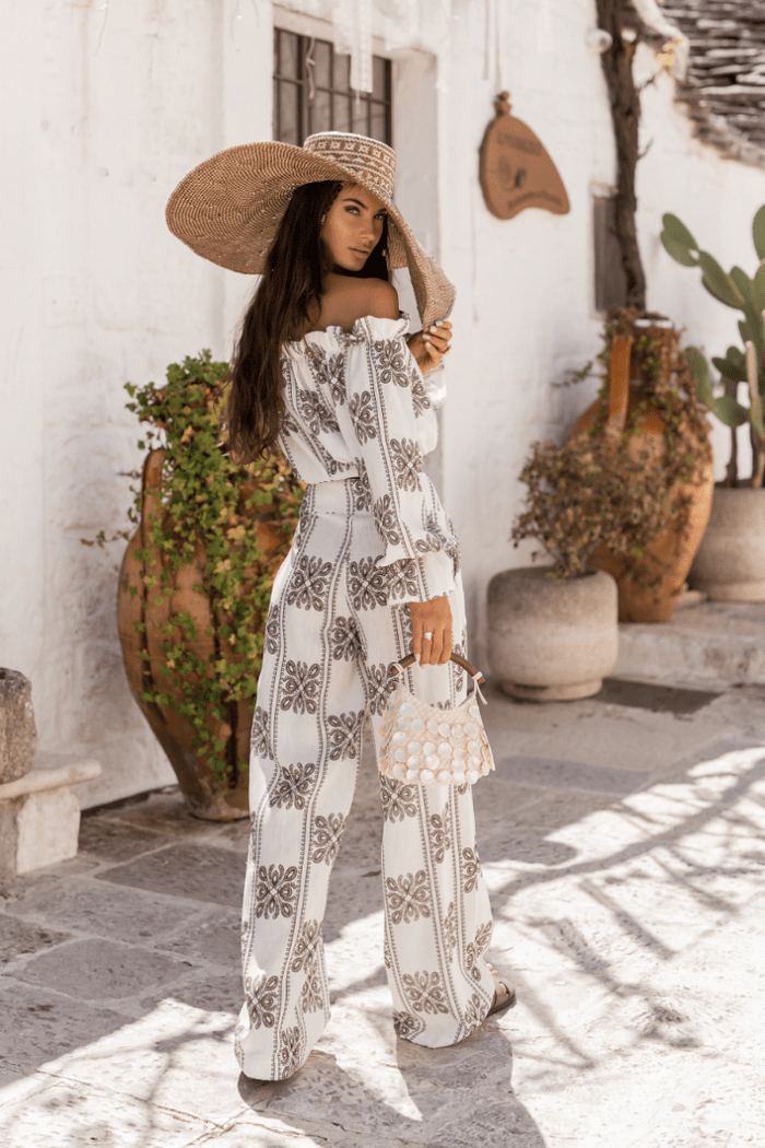 Дамски ленен комплект - Ricamo, кафяво (MIA) LaBalancia Roberto Fashion Store Set 5907378522118 M/L