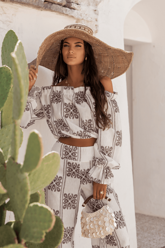 Дамски ленен комплект - Ricamo, кафяво (MIA) LaBalancia Roberto Fashion Store Set 5907378522118 M/L