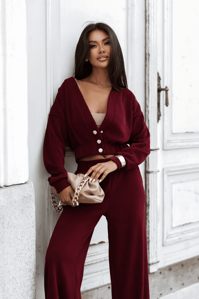 Дамски комплект MEGGI от шнур - бордо LaBalancia Roberto Fashion Store Set 5907378523412 XS/S
