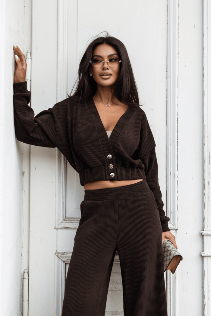 Дамски комплект MEGGI от шнур, кафяв LaBalancia Roberto Fashion Store Set 5907378523436 M/L