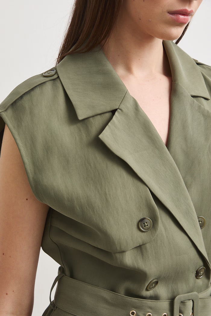 Women's olive long jumpsuit with belt "Miyu"