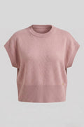 Дамски плетен пуловер с къс ръкав от 100% вълна в розово Serianno Roberto Fashion Store Sweater SER2207KNIWOLPNK-S S