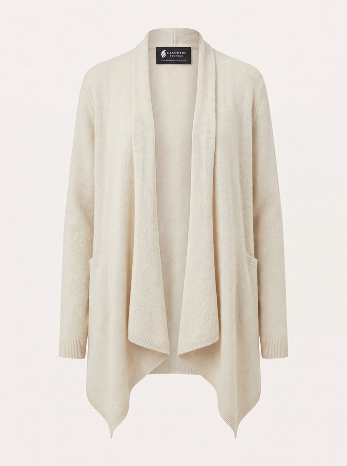 Women’s Pure Cashmere Front-Tail Open Cardigan - Vanilla
