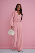 Дамски комплект MEGGI шнуровани панталони и риза - Розово LaBalancia Roberto Fashion Store Set 5907378520817 XS/S