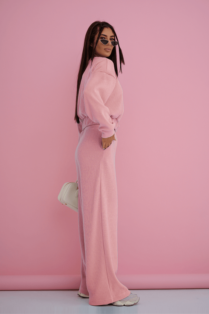 Дамски комплект MEGGI шнуровани панталони и риза - Розово LaBalancia Roberto Fashion Store Set 5907378520817 XS/S