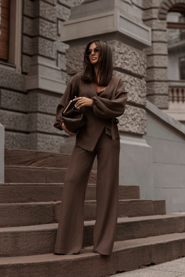 Дамски комплект SIENNA с пуловер, кафяв LaBalancia Roberto Fashion Store Set 5907378527731 M/L