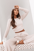 Дамски Комплект SHIRA с дълъг ръкав - елегантен и удобен в бежово LaBalancia Roberto Fashion Store Set 5907378519071 XS/S
