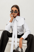 Дамска риза MILO – Екрю с фини райета LaBalancia Roberto Fashion Store Set 5907378518296 S
