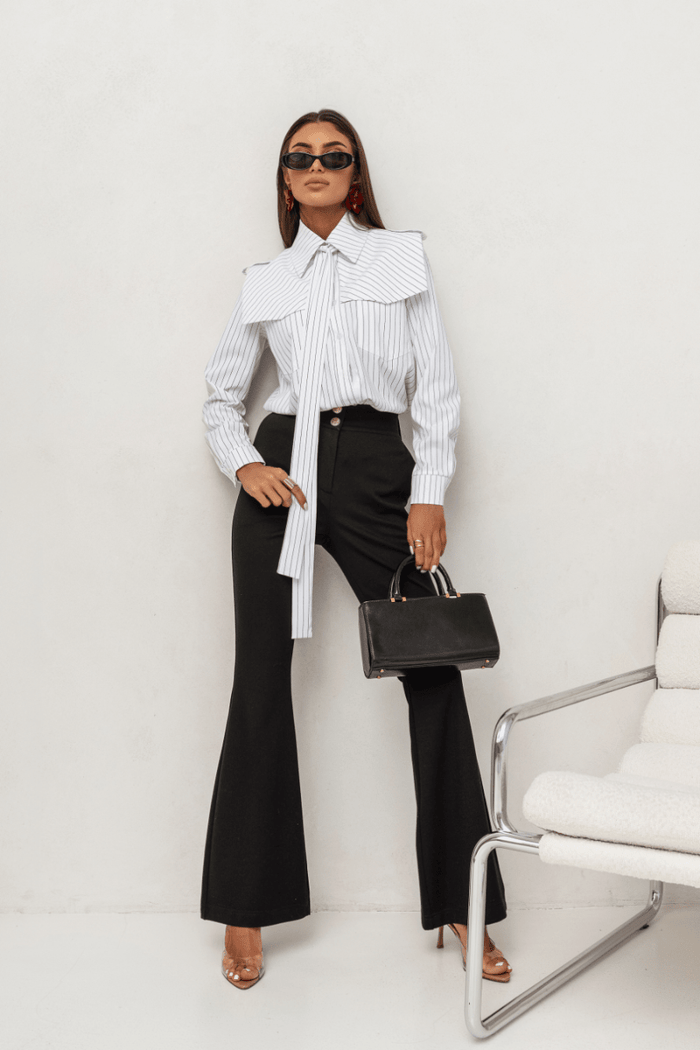 Дамска риза MILO – Екрю с фини райета LaBalancia Roberto Fashion Store Set 5907378518296 S