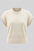 Дамски плетен пуловер с къс ръкав от 100% вълна в бяло Serianno Roberto Fashion Store Sweater SER2207KNIWOLWHI-S S