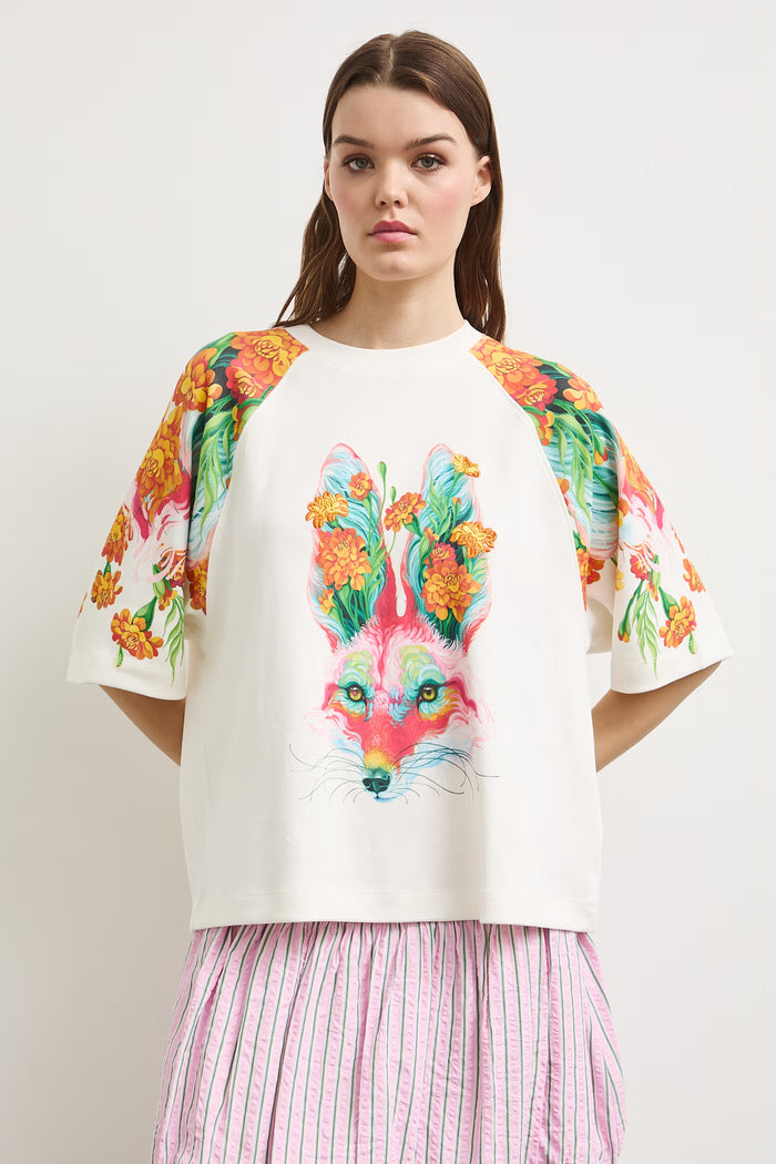 Women's T-shirt with abstract print in white "Roberto Malwina"