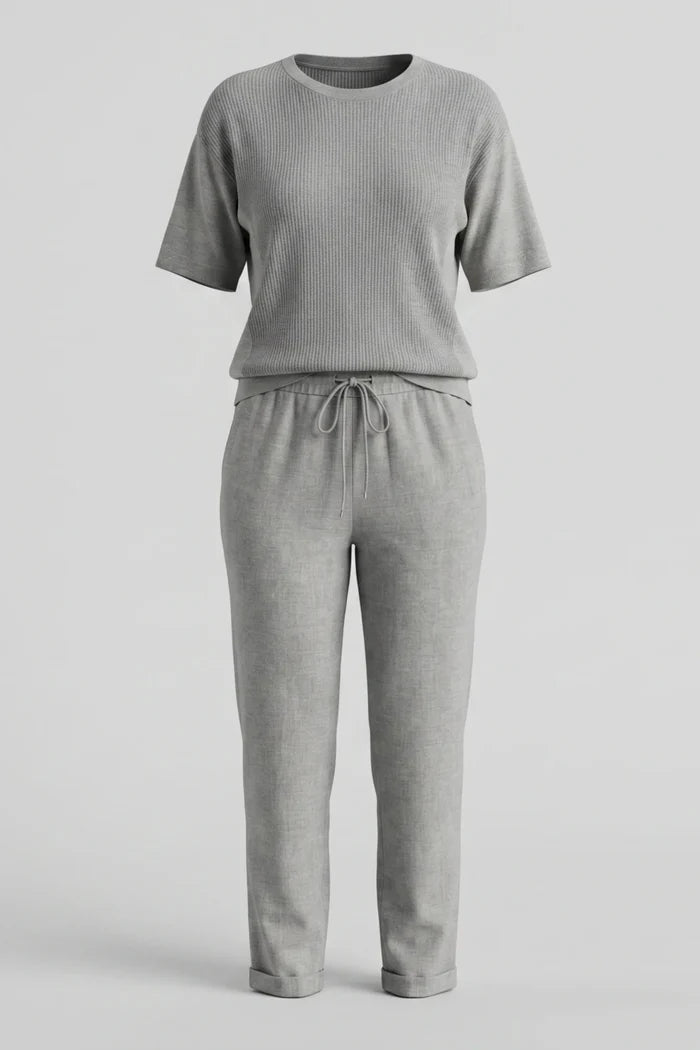 Дамски вискозен плетен комплект 2 в 1 Roberto&Co - сиво Roberto&Co Roberto Fashion Store Set MLI0907SETGRYKNI-42 42