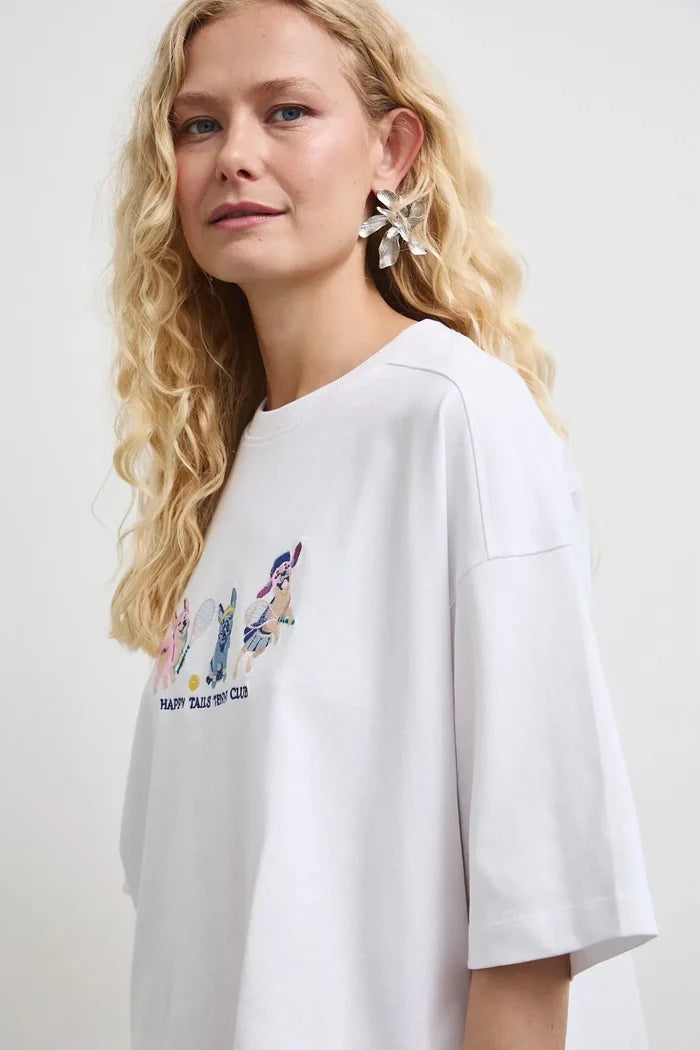 Бяла дамска овърсайз тениска от 100% памук с малък принт Medicine Roberto Fashion Store T-shirt RW26-TSD103-00X-XS XS