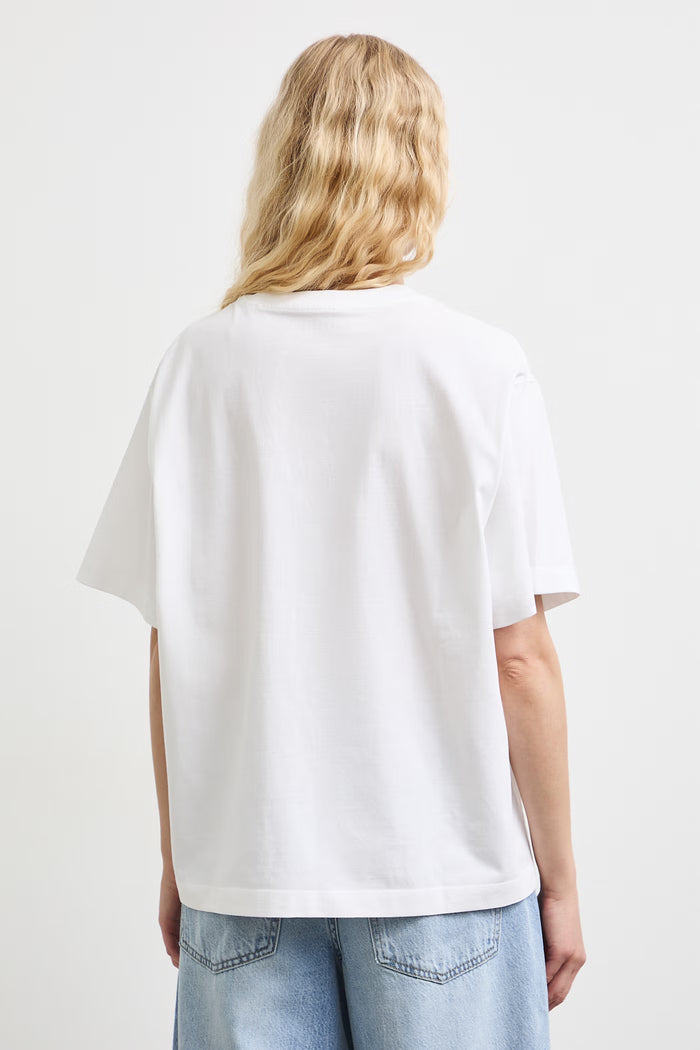Women's white T-shirt with "Tropical" print