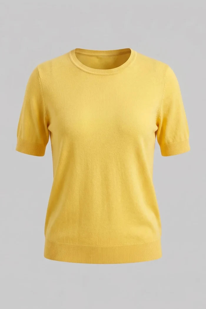 Жълта плетена тениска със сърца на гърба за жени Roberto&Co Roberto Fashion Store Sweater FLC2207KNIBLSYEL-S/M S/M