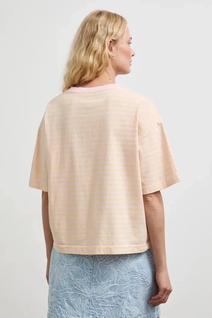 Жълта дамска овърсайз тениска на райе от 100% памук Medicine Roberto Fashion Store T-shirt RW26-TSD106-10A-XS XS
