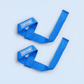 Blue wrist straps with DFYNE logo, adjustable hook-and-loop bands