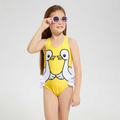 Yellow Racer back Duck Print Ruffle Swimsuit