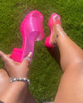 Women Slip-on Platform Block Heel Sandals-Pink