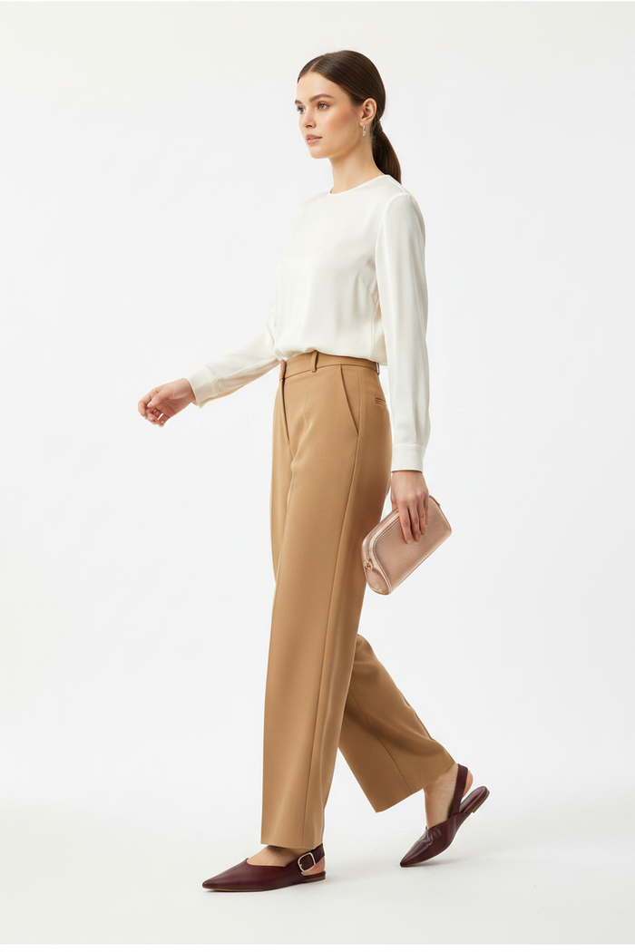 Burgundy Slingback Pointed Toe Flat | Rose Gold Buckle | Vegan Leather