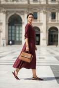 Burgundy Slingback Pointed Toe Flat | Rose Gold Buckle | Vegan Leather