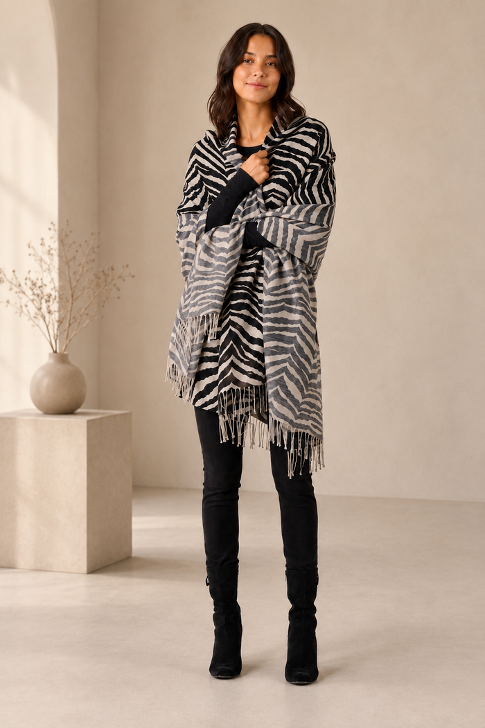 Zebra Print Cashmere Shawl